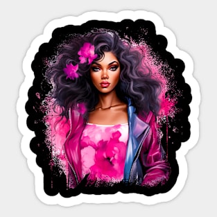 Pink Cute Afro Girl Sticker